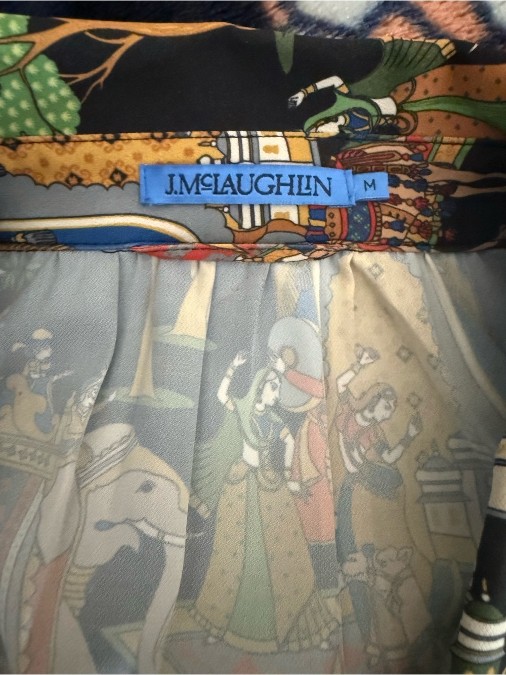 J. McLaughlin Black Maxi Skirt with Multicolor Storybook Print